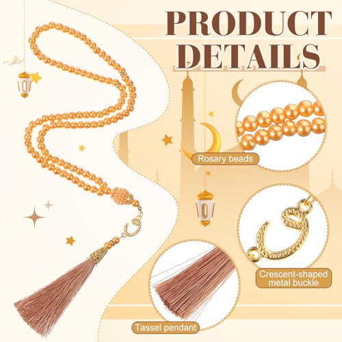6 Sets Eid Ramadan Gifts for Women Muslim Tasbih Prayer Beads Pink Islamic Hijabs Scarf Shawl Mubarak Greeting Card with Box Eid Al-fitr Gift for Hajj Muslim Celebration Wedding Party