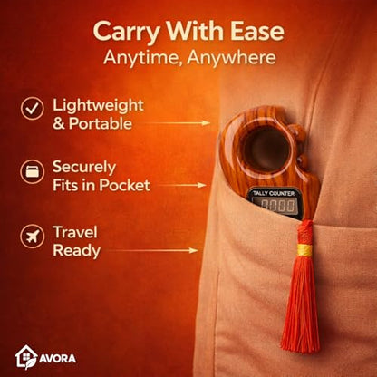AVORA Digital Finger Counter for Pooja, Meditation & Prayer | Portable Japa Mala Counting Device with LCD Display | Silent Electronic Tally Counter Ring for Chanting, Naam Jap & Spiritual Practice