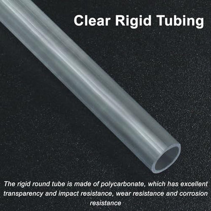 Piutouyar 6 Pcs Round Clear Rigid Tubing Pipe, 0.31 Inch (8 mm) ID x 0.39 Inch (10 mm) OD x 12 Inch (305 mm) Length Rigid Tubing Plastic Polycarbonate Tube - size: 8mmx10mm