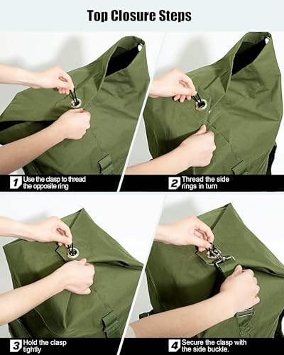 PGmoon Military Duffle Bag,110L Extra Large Army Backpack Heavy Duty Sea Bag with Removable Pocket for Camp, Outdoor or Laundry Bag (Patent Design)