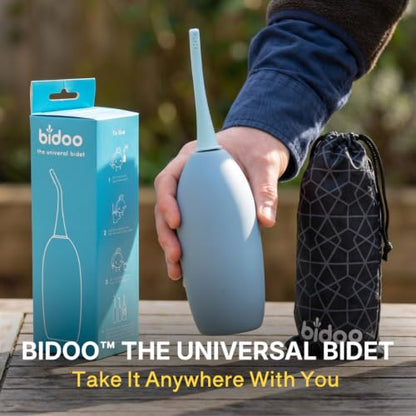 BIDOO The Universal, Portable Bidet (Aqua) with Cap and Travel Bag l Replaces Wet Wipes and Shower Toilet l Peri Bottle for Postpartum l Elder Care l New Moms l Pre and Post-Intimacy - color: Blue