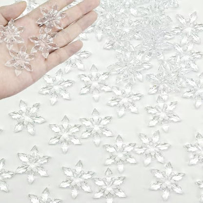 HappyFiller 114 PCS Clear Mini Acrylic Snowflake No Holes for Vase Fillers | Table Scatters,Sensory Bin Filler Gems ,Home Centerpieces,DIY Arts Crafts - color: Clear