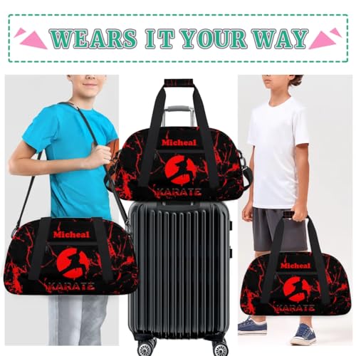 Personalized Martial Art Bag Duffel Bag for Girls, Custom Taekwondo Karate Bag Overnight Bags for Travel Weekender Practice Karate - color: Option 11