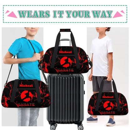 Personalized Martial Art Bag Duffel Bag for Girls, Custom Taekwondo Karate Bag Overnight Bags for Travel Weekender Practice Karate - color: Option 11
