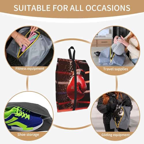 Boxing Glove Ring Shoe Bag for Travel-Waterproof Shoe Organizer for Suitcase, 3 in 1 Storage Pouch for Gym Sneakers