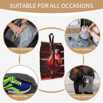 Boxing Glove Ring Shoe Bag for Travel-Waterproof Shoe Organizer for Suitcase, 3 in 1 Storage Pouch for Gym Sneakers
