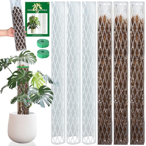 Sisher 6 Pcs Monstera Moss Pole,Plastic Moss Poles for Climbing Plants | Work With Sphagnum Moss,16'' Plant Support For Indoor Climbing Support,Garden Ties - size: 6 PACK