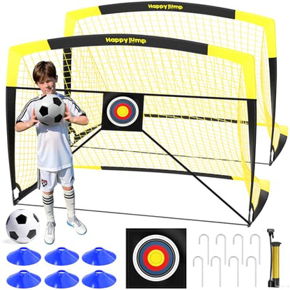 Happy Jump 7x5 FT & 5x3.6 FT Portable Soccer Goal for Youth Players Ages 6–14, Large-Frame Design Built for Long-Term Development, Easy Setup for Backyard, Park or School Training - style: 7x5 FT, 2 Set Upgrade