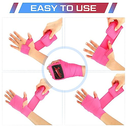 Lenwen 10 Pairs 120 Inch Boxing Hand Wraps for Gloves Elastic Mexican Style Boxing Inner Gloves Muay Thai MMA Wrist Wraps for Men Women Youth Kickboxing Boxer Beginner Training - color: Multicolor