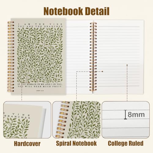 Likjad Christian Spiral Notebook Journal 5.5x8.3, Botanical Bible Scripture Journals for Writing, Religious Christian Gifts for Women, Bible Verse Hardcover Notebooks for Note Taking - color: Botanical Bible
