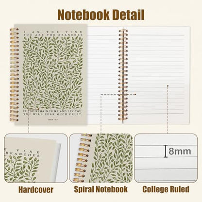 Likjad Christian Spiral Notebook Journal 5.5x8.3, Botanical Bible Scripture Journals for Writing, Religious Christian Gifts for Women, Bible Verse Hardcover Notebooks for Note Taking - color: Botanical Bible