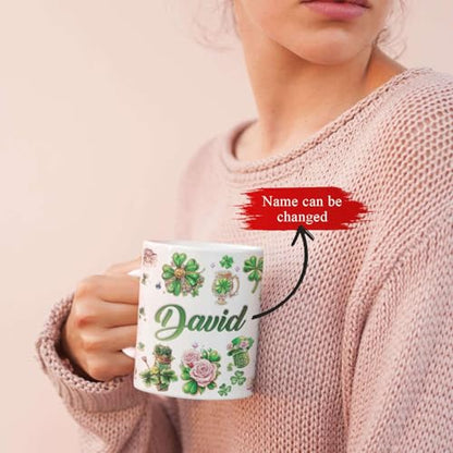 Personalized St. Patrick's Day Shamrock Full Wrap Mug, Custom Unique Name Ceramic Cup 11oz Or 15oz, Customized Irish Festival Coffee Cup, Gift For Women Men, Irish Themed White Mug - color: XUA-1124-3649-St. Patrick's Day Mug