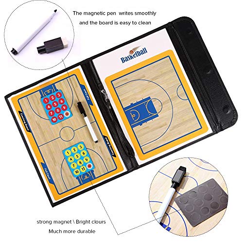 Basketball Coach Tactic Board,Foldable Erasable Coaches Strategy Clipboard,Training,Game Plan and Coach&Referee Study Accessory