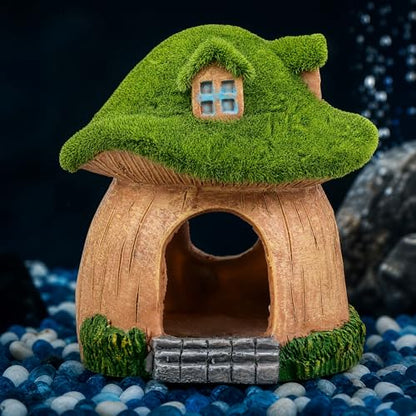 POPETPOP Mushroom Fish Tank Decor Aquarium Fish Hideout Resin Mushroom House Shelter Landscape Ornament for Betta Tanks Aquarium Decorations 3.93 in