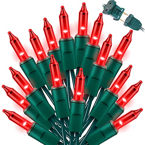LAMPHOME Christmas String Light,100 Count Incandescent Mini String Light in 21.6ft,Indoor/Outdoor 120V UL Certified Mini Light for Christmas,Wedding,Patio Lawn,Home,Garden,Party,Store (Red) - color: Red, size: 100ct