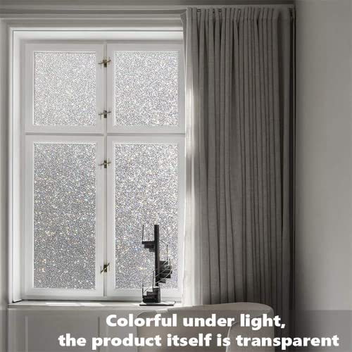Finnez Frosted Glass Window Privacy Film, Static Cling, 23.6" x 78.7" | UV Block & Heat Control Sticker, Adhesive Free Removable Tint, No Glue Anti-Glare Renter Friendly Coverings for Home Bathroom - color: Crystal, size: 23.6 x 78.7 Inch