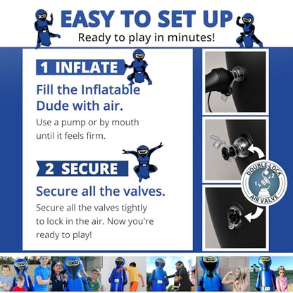 INFLATABLE DUDES Blue Ninja Toy 63” - Kids Punching Bag | Sand-Base | Bop Bag, Pre-filled with Sand, Inflatable Toy, Punching Bag for Kids, Enhanced Bounce-Back Action, Indoor/Outdoor - color: Blue Large Ninja | Pre-filled with Sand