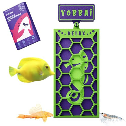 YOBBAI Magnetic Seaweed Feeder, Swinging Motion Nori Feeder, Seaweed Clip for Tangs Angels Freshwater and Shrimp Tanks (Green & Purple) - color: GREEN & PURPLE