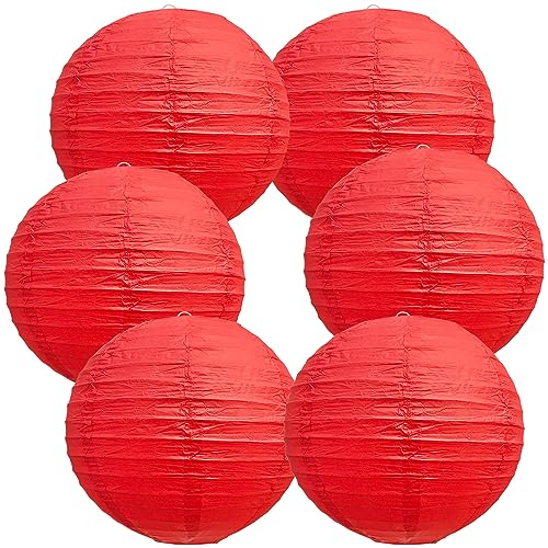BEISHIDA 12-Inch Red Round Paper Lanterns Decorative Hanging Asia Chinese Japanese Paper Lanterns Lamp for Birthday Wedding Valentine's Day Anniversary Baby Shower Christmas Party Decoration（6 Packs） - color: Red, size: 12 Inch