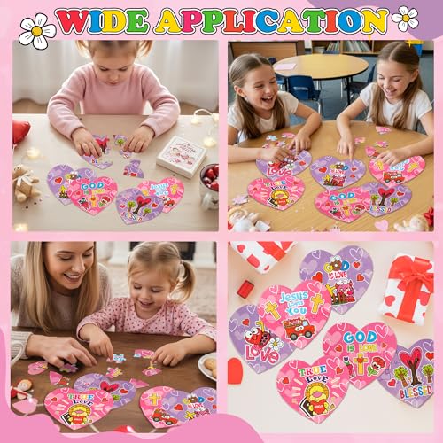 Haooryx Heart Shape Jigsaaw Puzzle, 12 Pcs Jesus Love You Heart Puzzles | Religious Jigsaw Challenging Family Puzzles Home Decor Birthday Summer Party Gift Interlock Perfectly Men Women Church Event - style: Valentine's Day Heart