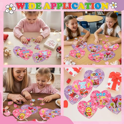 Haooryx Heart Shape Jigsaaw Puzzle, 12 Pcs Jesus Love You Heart Puzzles | Religious Jigsaw Challenging Family Puzzles Home Decor Birthday Summer Party Gift Interlock Perfectly Men Women Church Event - style: Valentine's Day Heart