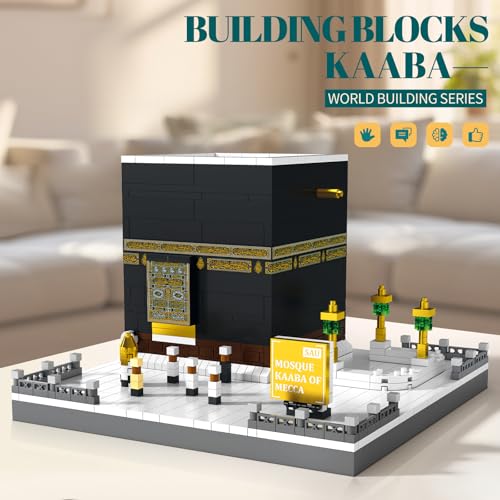 Mosque Kaaba of Mecca Building Blocks Sets Islamic Architecture Model Toys for Adults and Kids World Famous Landmark Building Kits Eid Gifts for Muslim 446PCS - style: Mosque Kaaba of Mecca