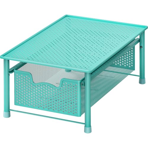 Simple Houseware Stackable Cabinet Basket Drawer Organizer, Turquoise - color: Turquoise, size: 1-Tier