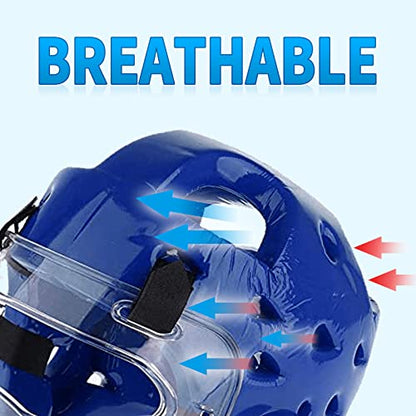 Kids & Adults Taekwondo Karate Headgear MMA Martial Arts Helmet, with Removable Face Shield, Soft Head Gear for Martial Art Grappling Muay Thai Kickboxing Taekwondo - color: Red, size: X-Large