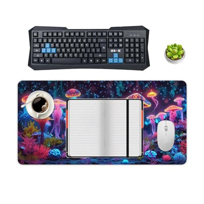 KeKee Glowing Colorful Sea Aquarium Neon Large Mouse Pad Gaming Mousepad Desk Pad for Keyboard and Mouse Mat Non-Slip Base 30x60cm, Style - size: 30x60cm