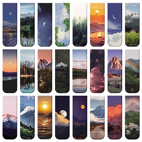 48 Pcs Magnetic Bookmarks, 24 Styles Cute Landscape - style: A-Landscape
