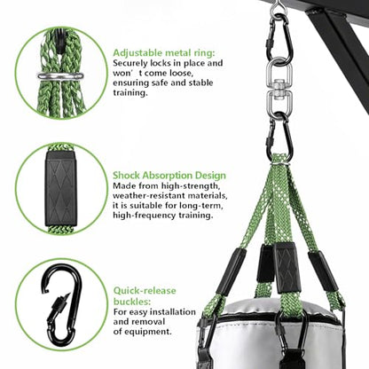 Heavy Duty Punching Bag Hanger with Boxing Bag Straps,180° +360° Rotation, Wall Ceiling Mount Hook for Heavy Boxing Bag, Weight Training, Aerial Yoga - color: Green