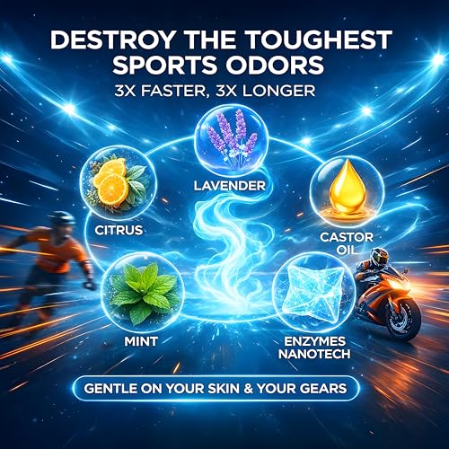 2-in-1 Sports Cleaner & Odor Eliminator - 3X Powerful Nano-Enzyme Deodorizer for Gloves, Hats, Helmets, Cleats, Shoes, Clothes, Bags, Sports Equipment & Athletic Gear | Remove Stink & Dirt