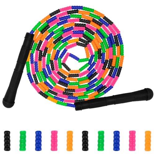 Coolrunner 16 FT Long Jump Rope(1 PACK), Double Dutch Jump Ropes, Soft Beaded Skipping for Kids Adults, Plastic Segmented Long Enough for 4-5 Jumpers - color: Black
