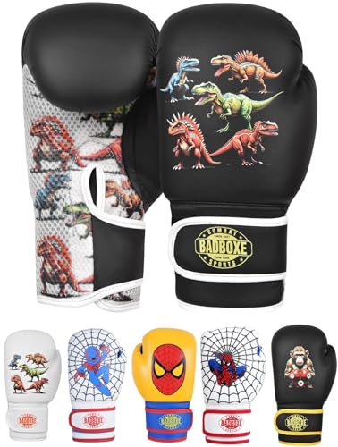 Boxing Gloves 6oz | Boxing Gloves for Kickboxing Muay Thai MMA | Bag Gloves for Punching Bag - color: Dinosaur Black