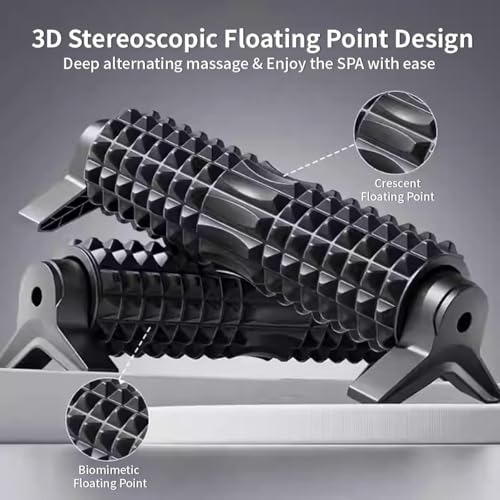 RUNWE Foam Roller with Stand - Bracket Foam Roller for Back Pain, 21 inch Trigger Point Deep Tissue Massage Roller, Medium Density Grid Bracket Foam Rollers, Leg Roller for Muscles Deep Tissue - color: Black