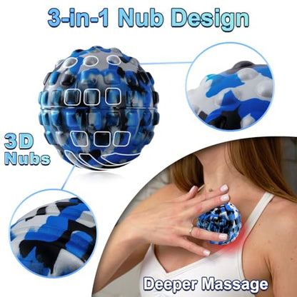 Fascia Release Tools Deep Tissue Massage Ball for Exercise & Recovery Targets Back, Shoulder, Legs&Feet - Relieves Muscle Knots, Trigger Point Massage, Pressure Point Therapy- Myofascial Release Ball - color: Blue&gray, size: 2-Pack | 2.8-inch