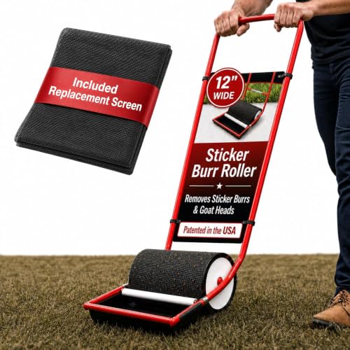 The Ultimate Tool for Your Yard - (12" Wide Roller) | 100% USA Made, Patented Goat Head Roller for Easy Burr/Goathead Removal - Replacement Conveyer Screen Included (Limited Time) - size: Classic