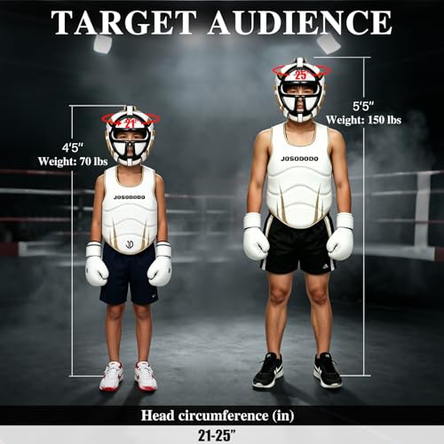 Boxing Sparring Gear Set for Youth - Headgear & Body Protector - color: White+Gold