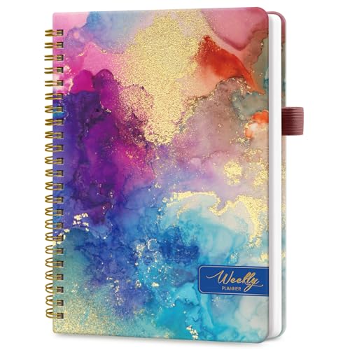 Taja Undated Weekly Planner, Weekly To Do List Notebook with Goal & Habit Tracker Organizer, A5 Weekly Planner Notebook with Spiral Binding, 6.1" x 8.2" - Color Splash - color: h.Color Splash