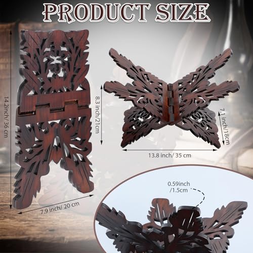 Bible Holder Stand 13.8 x 8.3 x 7.1 Inch Quran Stand Prayer Book Holder Wooden Ornate Carved Indian Books Holders Decorative Missal Stands for Ramadan Rihal Rehal Quran Bible Gita Display