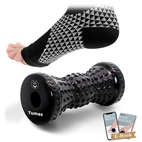 Tumaz Foot Roller for Deep Tissue Massage & Reflexology | Ergonomic Roller | Deep Tissue Massage | Reflexology | Portable Design | Ideal for Foot Recovery - color: Diamond(black) 2-piece Set