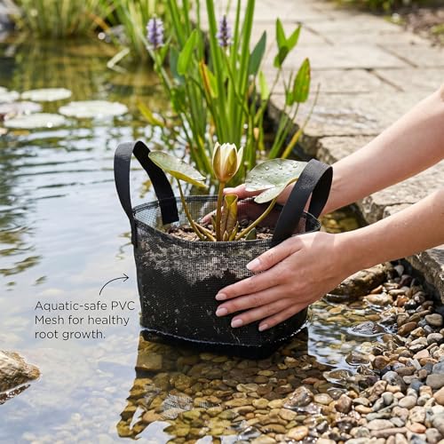 Fabater 4PCS Aquatic Plant Pots, Reusable PVC Pond Planting Bags with Sturdy Handles, Aquatic Plant Baskets, Grow Bags for Island Live Aquarium Flowers, Convenient to Storage (Square) - size: Square