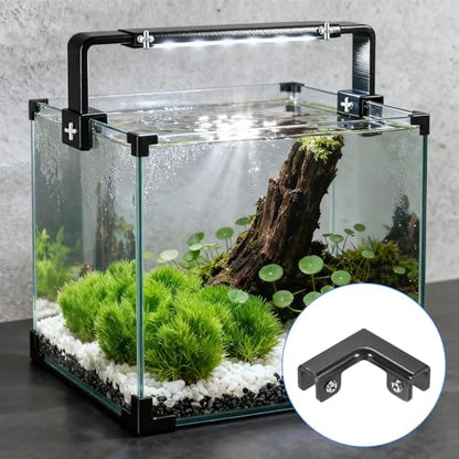 M METERXITY 2-Pack Glass Clamps, Aluminum Alloy L-Shaped Glass Connector Clip Holder for 8-10mm Thickness Panels/Display Cabinet/Aquarium/Fish Tank [Black] Combination Fixing Bracket
