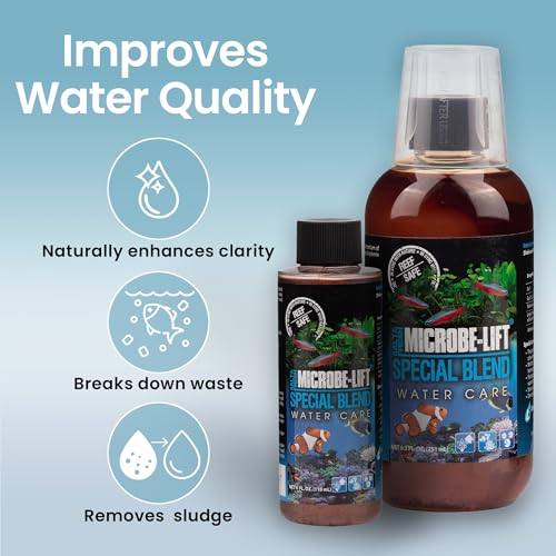 MICROBE-LIFT Special Blend Aquarium Water Care Treatment, Cleaner & Clarifier for Fresh and Saltwater Fish Tanks, Reduces Maintenance & Helps with Aquarium Algae Control and Odor, 16 Ounces (SBH16) - size: 16 ounces