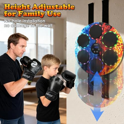 Music Boxing Machine with Gloves - Wall Mounted Punching Trainer for Adults & Kids, 9-Speed Punch Game, Wall Boxing Punching pad, 2025 Upgrade Gifts for Boys Age 6+ - style: Ice-Fire