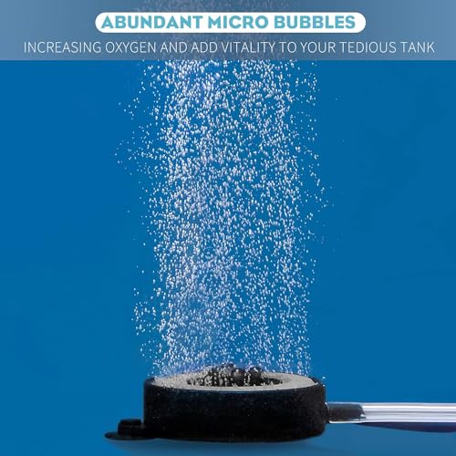 Pawfly 2 Inch Aquarium Air Stone Disc with LED Light Fine Bubbler Diffuser with Tubing for Fish Tank (Pump not Included)