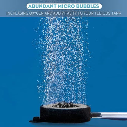 Pawfly 2 Inch Aquarium Air Stone Disc with LED Light Fine Bubbler Diffuser with Tubing for Fish Tank (Pump not Included)