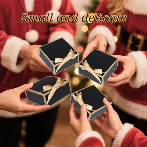 WLUSEAXI 12Pack Small Gift Boxes with Lids, 4.5''x4.5''x2'' Small Boxes for Gifts with Ribbons, Black Gift Boxes for Present, Birthday, Valentine's Day, Mother's Day, Holiday - color: Black