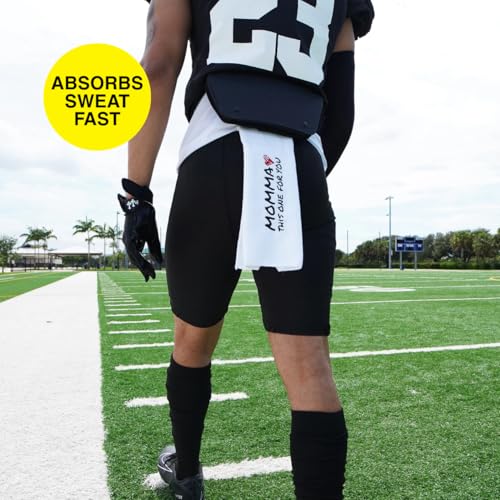 SLEEFS Football Towel - Cotton Quarterback QB Towel for the Football Field - Bi-Fold Hook & Loop Closure - Men/Youth/Boys/Adults - Momma White - color: Momma