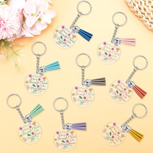 Xiahuyu Christian Gifts for Women Unique 8 Pcs Bible Verse Keychains Inspirational Religious Gifts for Women for Birthday Graduation Mothers Day Thanksgiving Easter Christmas Spiritual Gift for Her